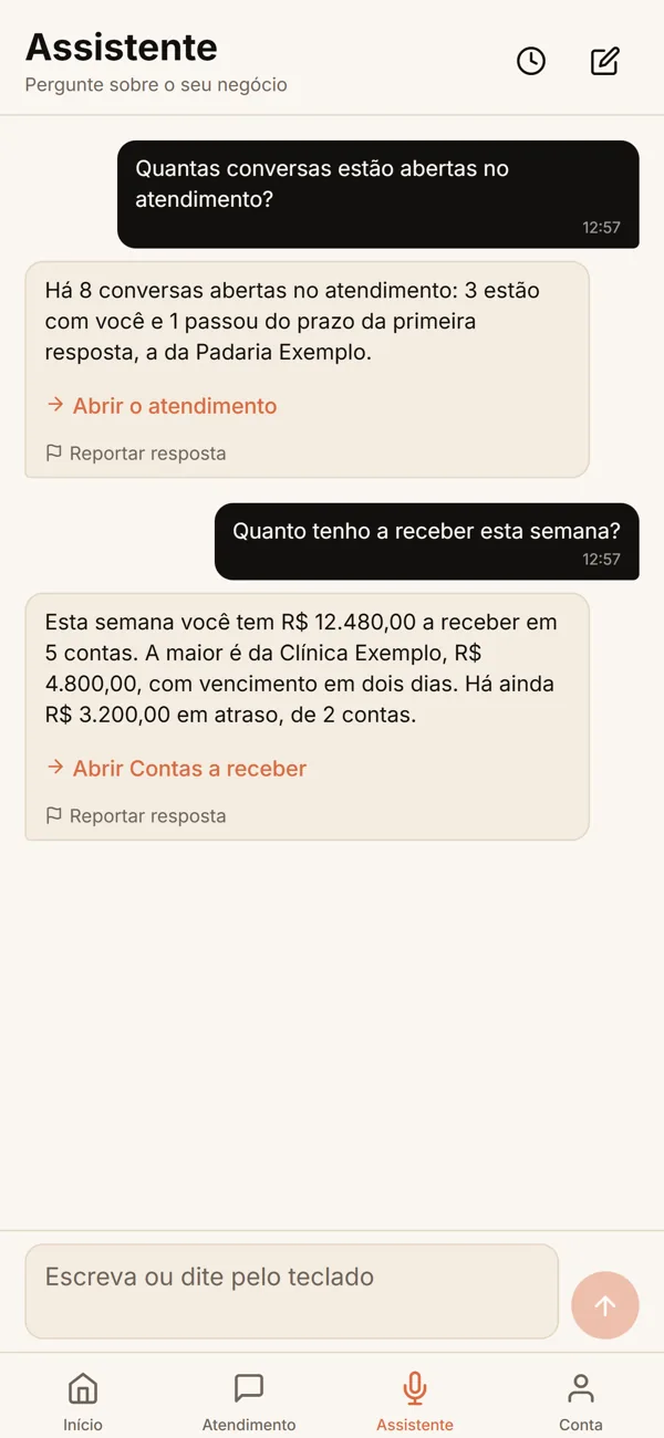 Tela do aplicativo: Assistente que responde